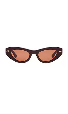 Bottega Veneta Bold Ribbon Stud Sunglasses in Burgundy & Brown from Revolve.com | Revolve Clothing (Global)
