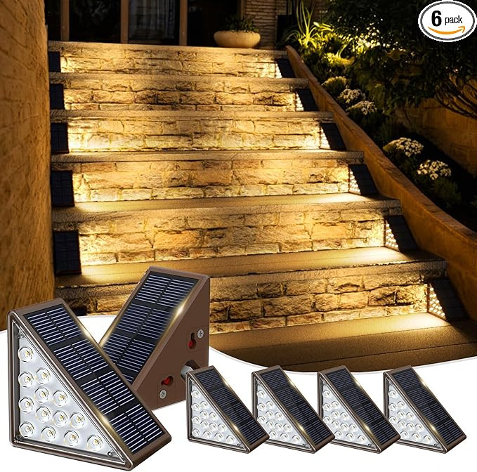 Solar Step Lights for Outside, 6pack Solar Stair Lights Outdoor Waterproof IP67, Outdoor Deck Ste... | Amazon (US)