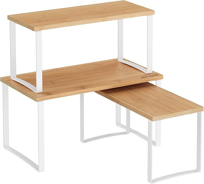 SONGMICS Cabinet Organizer Shelf, Set of 3 Kitchen Counter Shelves, Corner Shelves, Kitchen Stora... | Amazon (US)