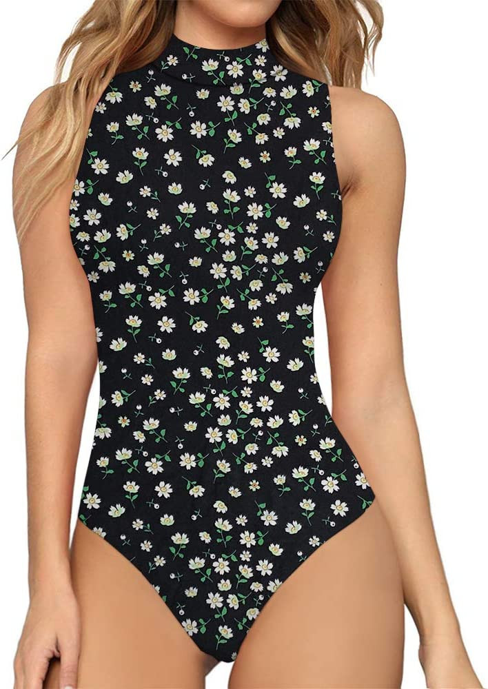 MANGOPOP Women's Mock Turtle Neck Sleeveless Tank Tops / Short Sleeve Bodysuit Leotard Clothing | Amazon (US)