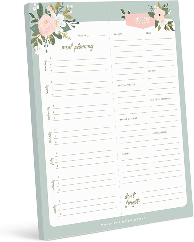 Bliss Collections Magnetic Meal Planner Notepad, 50 Sheets - Garden Soiree 7" x 9" To Do List and... | Amazon (US)