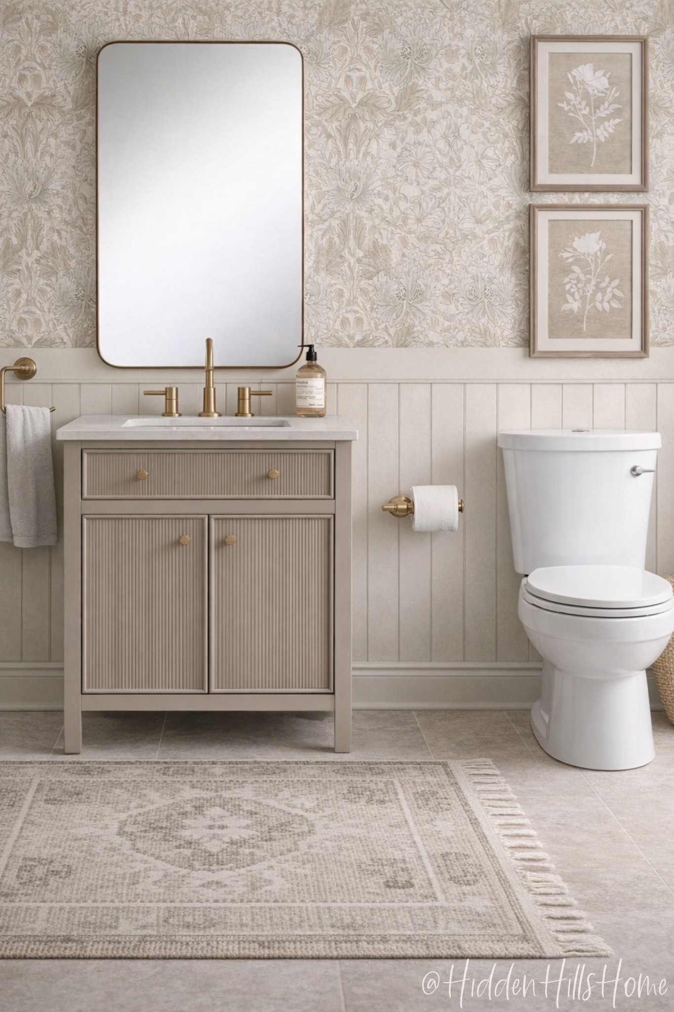 Neutral powder bathroom decor, bathroom mood board, bathroom wallpaper, bathroom design; bathroom vanity #bathroom
Wall color is Heron Plume 



#LTKSeasonal #LTKSaleAlert #LTKHome