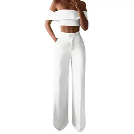 Tangnade Casual skirt pants yoga pants Women Fashion Solid Cold Shoulder Ruffle Shirt Button Zipper  | Walmart (US)