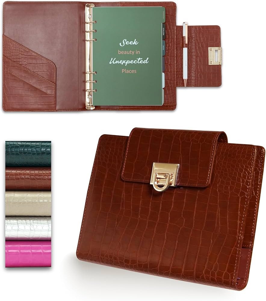 EGOSUNNY® Crocodile-Embossed A5 Refillable Leather Planner – 5.8" x 8.3" Crocodile-Textured Le... | Amazon (US)
