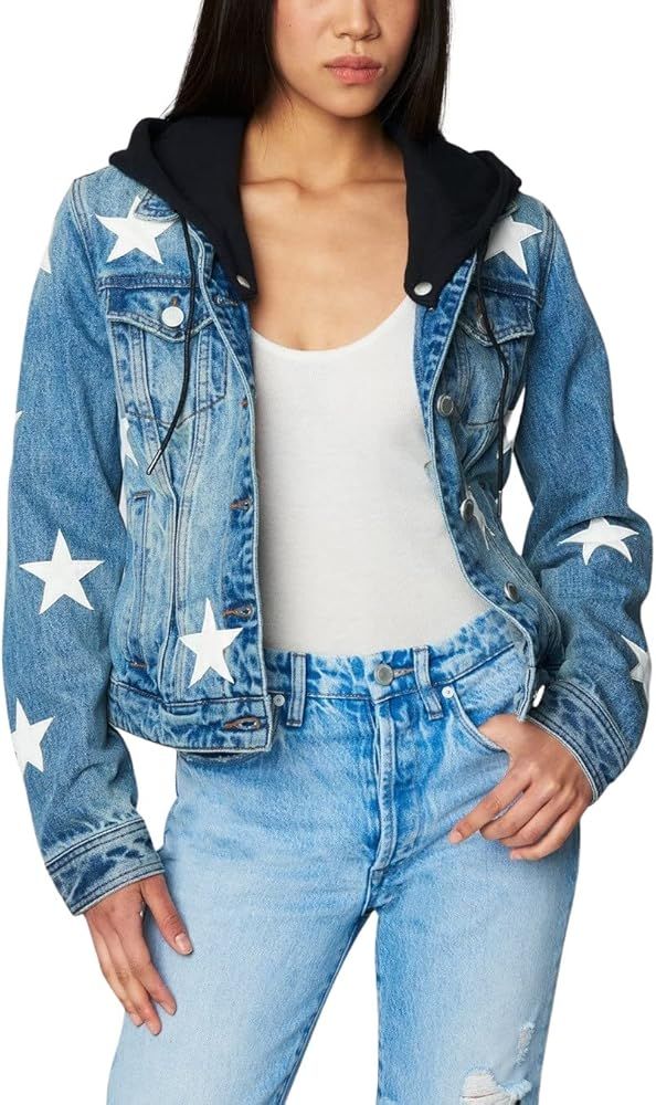 [BLANKNYC] womens Luxury Clothing Denim Trucker Jacket With Removable Hood | Amazon (US)