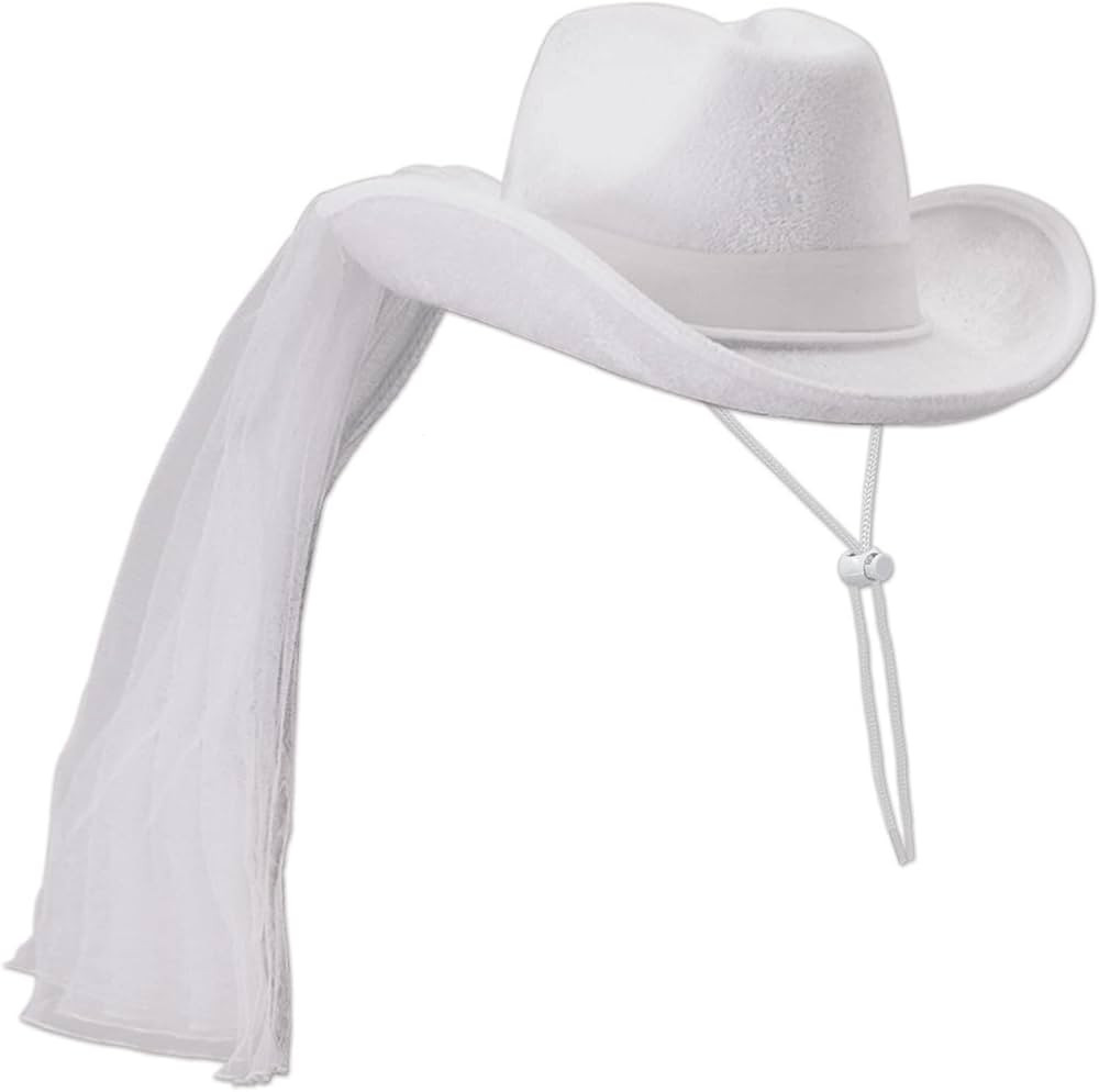 Beistle Bride’s Cowgirl Hat and Veil - Western Style, Novelty, for Bachelorette Parties, One Si... | Amazon (US)