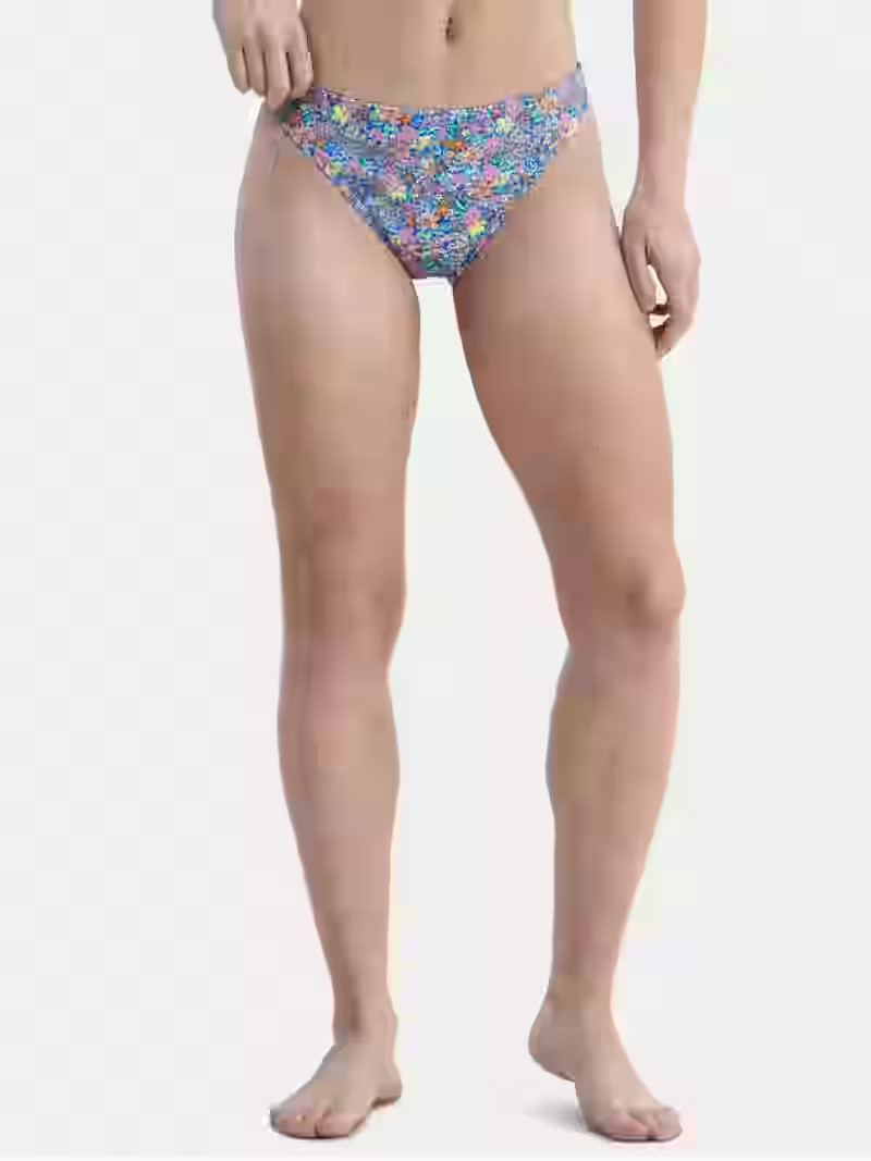 No Boundaries Women's Floral Mid Waist High Leg Bikini Bottoms, Sizes XXS-XXL | Walmart (US)