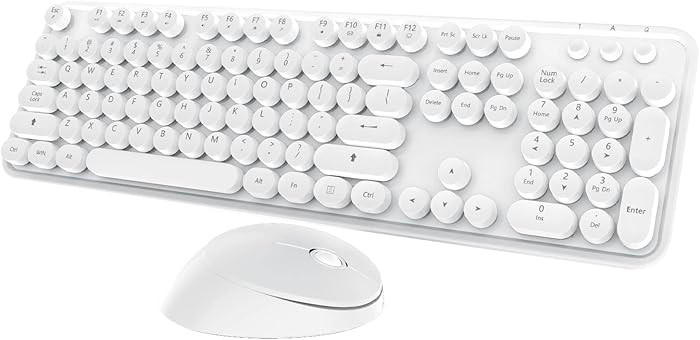 Wireless Keyboard Mouse Combo, 104 Keys Cute White Keyboard with Number Pad & Mouse for Windows, ... | Amazon (US)