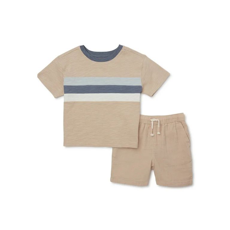 easy-peasy Toddler Color Block Tee and Gauze Short Outfit Set, 2-Piece, Sizes 18M-5T | Walmart (US)