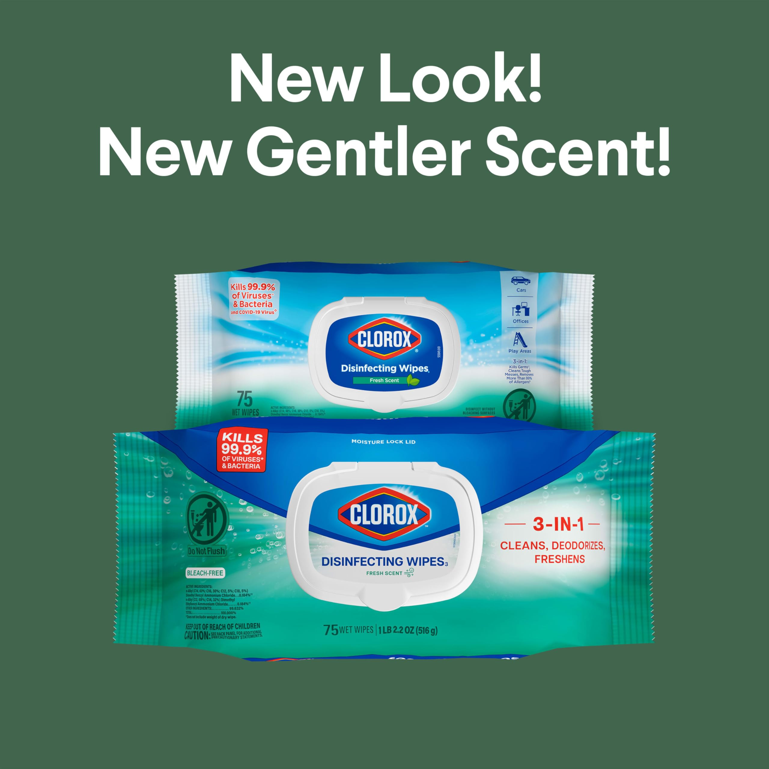 Clorox Disinfecting Wipes Flex Pack, Bleach Free, Fresh Scent, 75 Count (Pack May Vary) | Amazon (US)