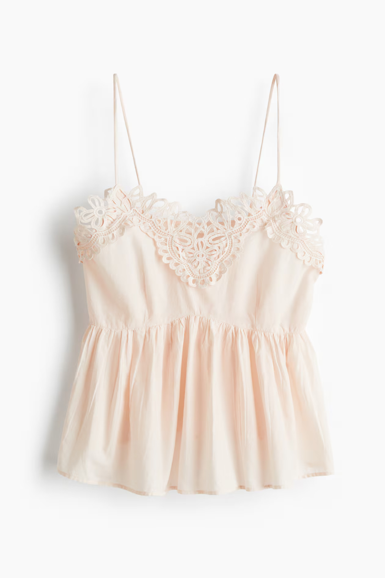 Lace-Trimmed Strappy Top - Powder pink - Ladies | H&M US | H&M (US + CA)