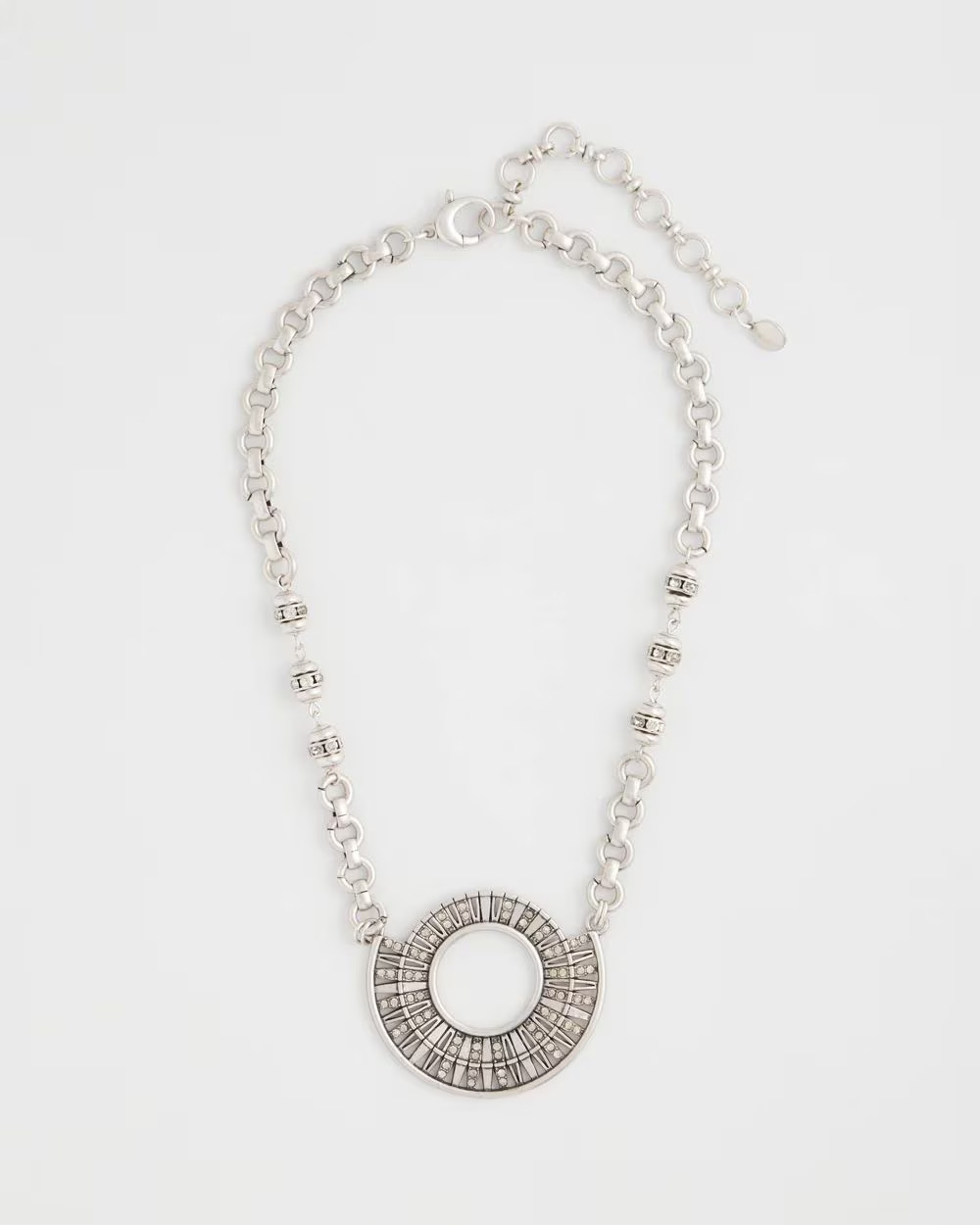 Sparkling Silvertone Circle Pendant Necklace | Chico's