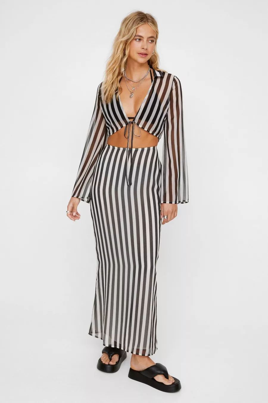 Sheer Stripe Maxi Skirt | Nasty Gal US