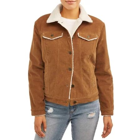 Time and Tru Women's Corduroy Jacket with Shearling Collar | Walmart (US)