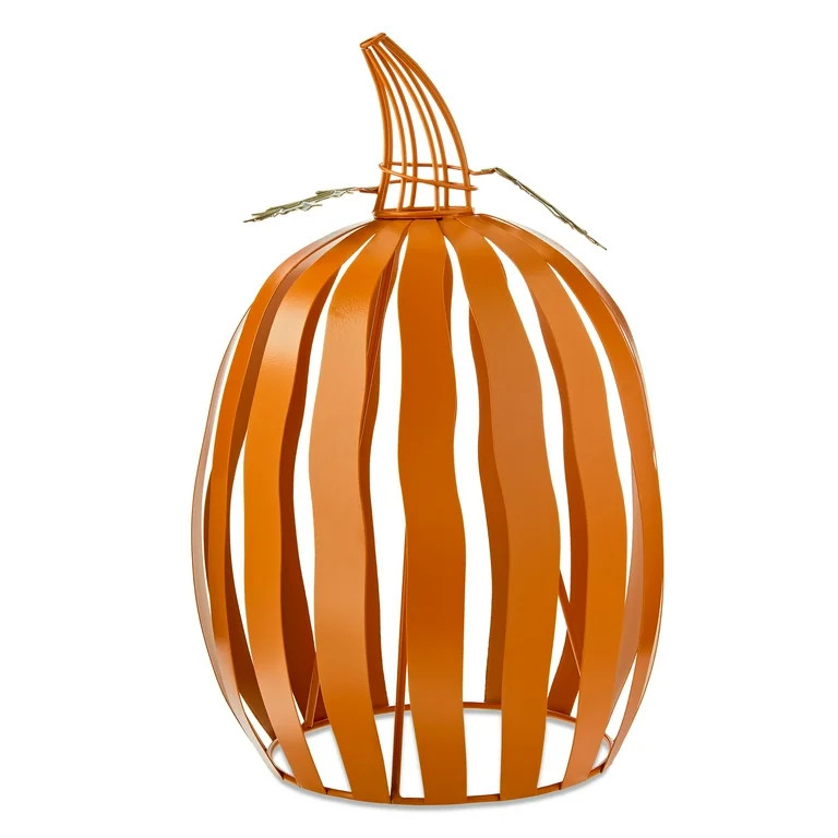 Metal Pumpkin Tabletop Decor, Orange, 14.5", Fall by Way To Celebrate | Walmart (US)