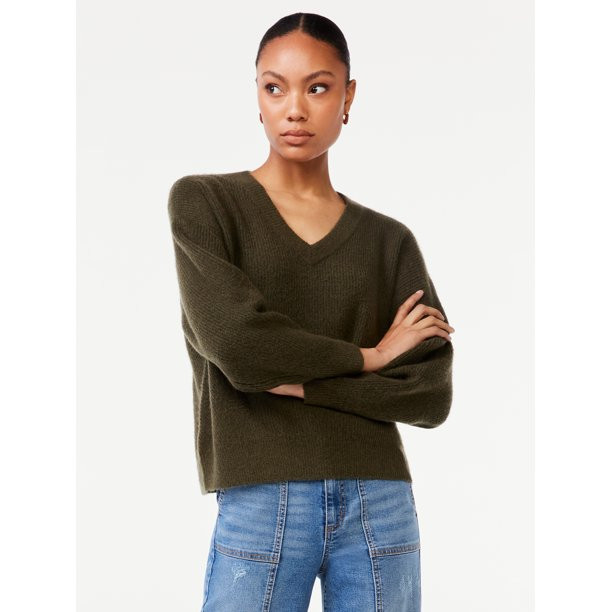 Scoop Women's V-Neck Sweater - Walmart.com | Walmart (US)