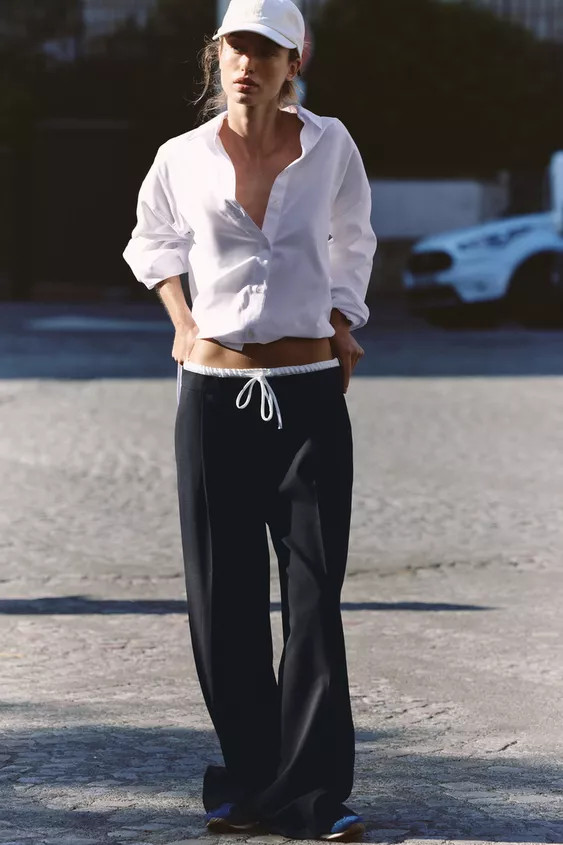 DOUBLE WAIST WIDE LEG PANTS | Zara US