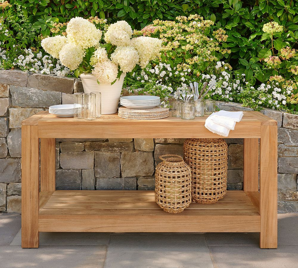 Malibu Teak Outdoor Console Table (60") | Pottery Barn (US)