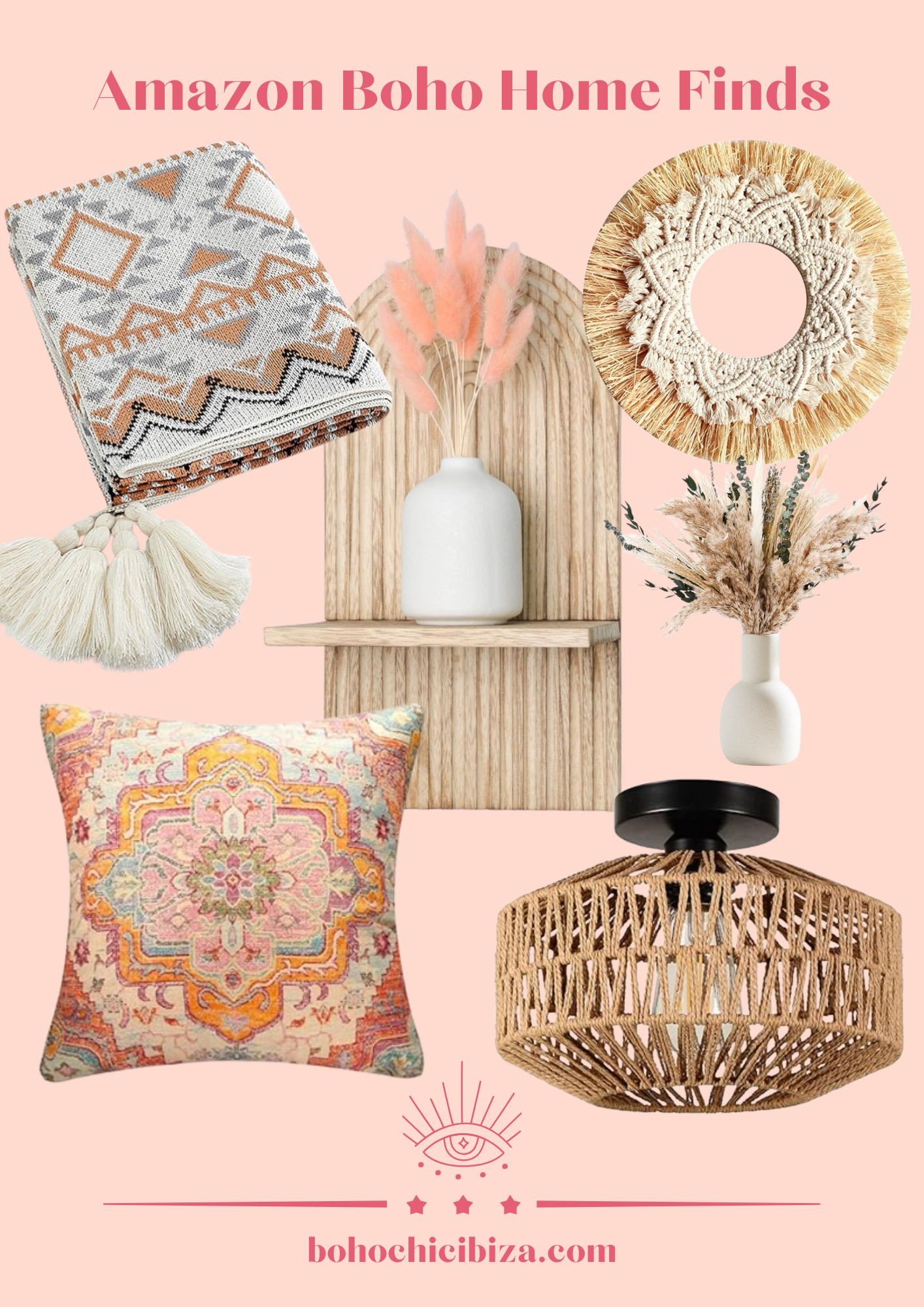 Amazon Boho Home Finds
- LumiSyne Knitted Blanket
- Boho Cushion Cover
- Boho Wooden Board
- Wall Boho Mirror
- 100pcs Dried Flowers
- Rattan Pendant Light 

 #LTKsale #LTKhome #LTKgiftguide