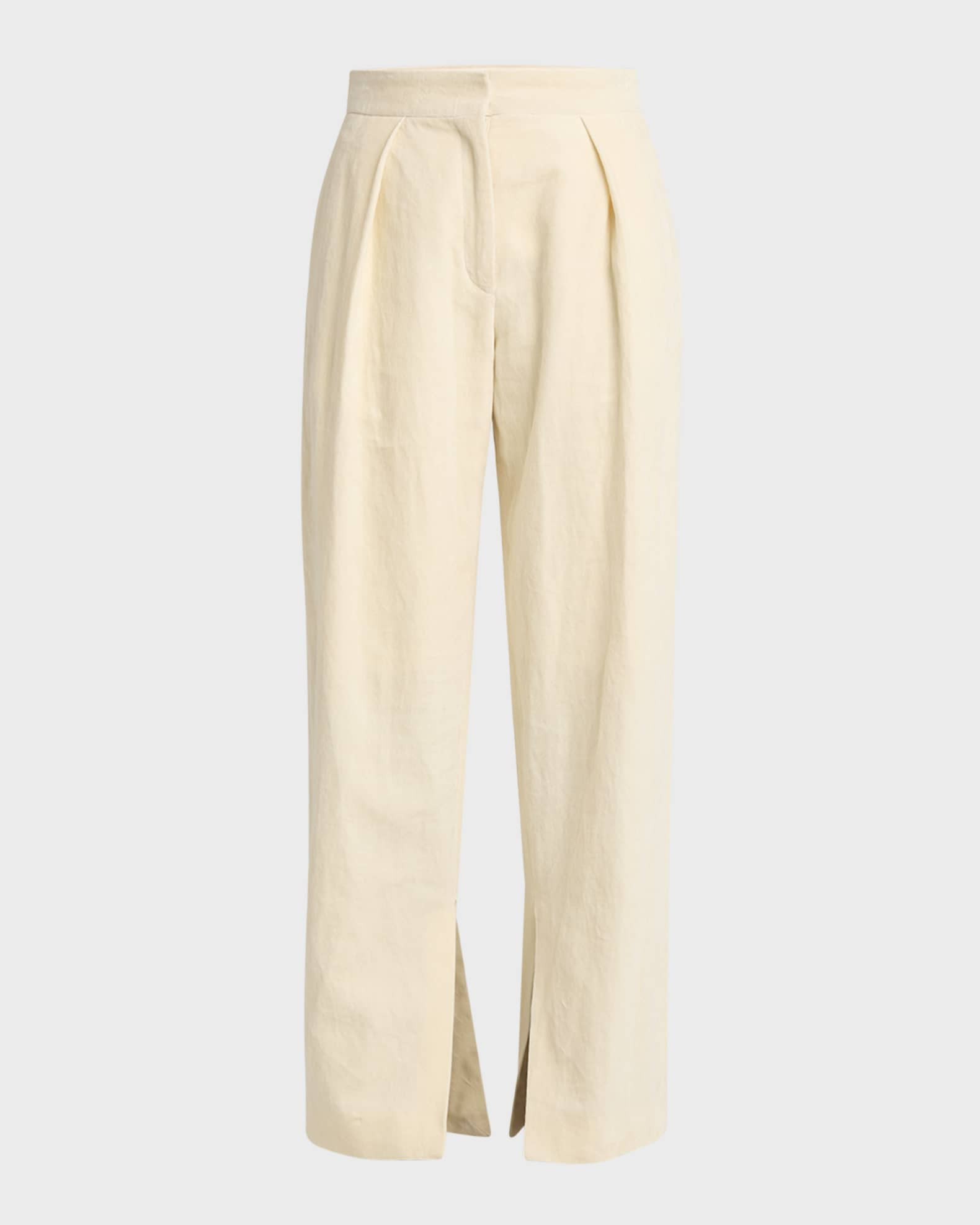 Jil Sander Pleated Wide-Leg Hem-Slits Trousers | Neiman Marcus