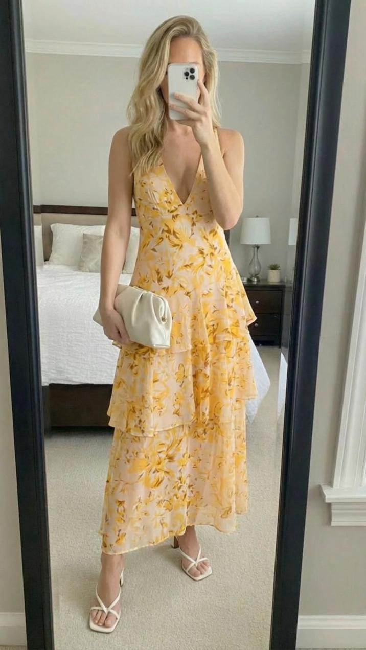 Summer statement dress! 💛🌸
This yellow floral maxi dress is STUNNING! The deep V-neck, backless design, and ruffle details make it such a showstopper for summer events!
What makes this dress special:
✨ Gorgeous yellow floral print
✨ Sexy deep V-neckline
✨ Beautiful backless detail
✨ Romantic ruffle accents
✨ Flowy maxi length
✨ Perfect for warm weather
The deep V and backless design make this dress feel special and glamorous! The ruffle details add such a romantic, feminine touch. The yellow floral print is vibrant and perfect for summer celebrations!
This dress is perfect for:

Beach weddings
Vacation dinners
Tropical getaways
Summer parties
Wedding guest (outdoor)
Resort wear
Date night

Style it with strappy heels and statement earrings for weddings, or sandals and a straw clutch for beach events! The flowy maxi length is so elegant and flattering.
Note: The backless and deep V make this best for events where you want to make a statement!
Shop this dress by following me in the LTK app 🛍️
#LTKfinds #LTKstyletip #LTKunder50 #floralmaxidress #yellowdress #backlessdress #weddingguest #beachwedding #summerdress #vacationdress #partydress #floralprint #maxidress #ootd #outfitinspo #LTKwedding #LTKtravel #resortwear #summerfashion #statementdress #sexy 

 #LTKSpringSale 

#LTKmomlife #LTKTravel