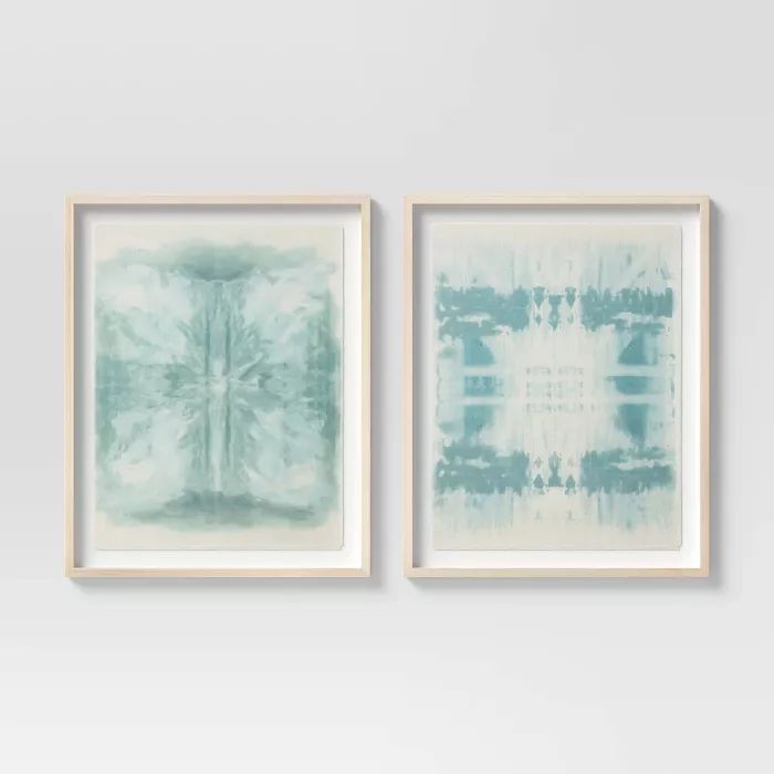 (Set of 2) 24" x 30" Burlap Framed Wall Art Teal - Threshold™ | Target