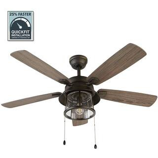 Shanahan 52 in. Indoor/Outdoor LED Bronze Ceiling Fan with Light Kit, Downrod and Reversible Blad... | The Home Depot