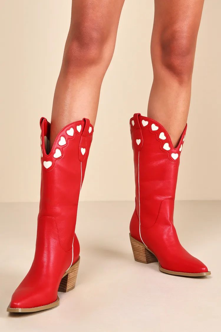 Damian Scarlet Bone Pointed-Toe Mid-Calf Western Boots | Lulus