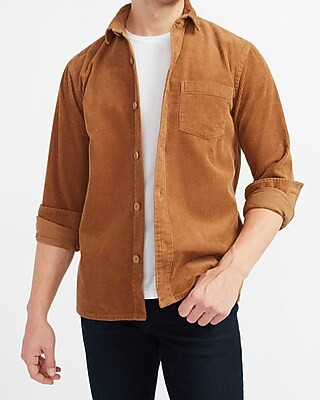 Slim Solid Stretch Corduroy Shirt | Express
