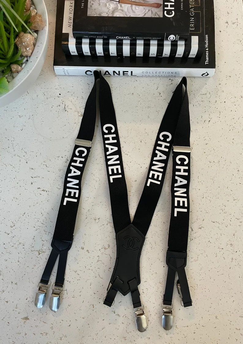 Chanel Logo Inspired Suspenders Black and White | Etsy | Etsy (US)