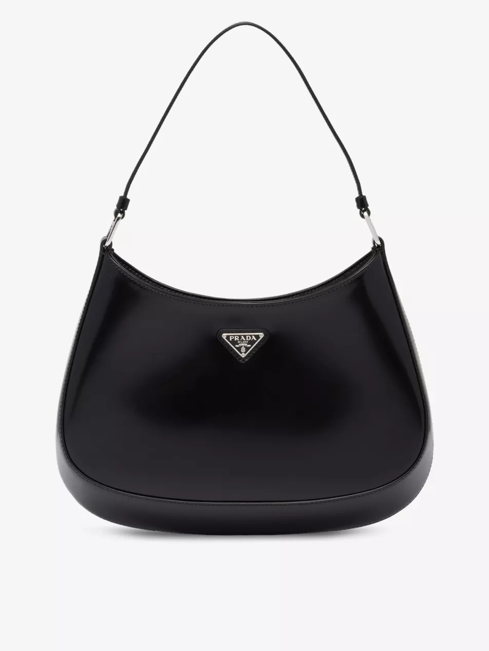 Cleo brand-plaque brushed leather shoulder bag | Selfridges