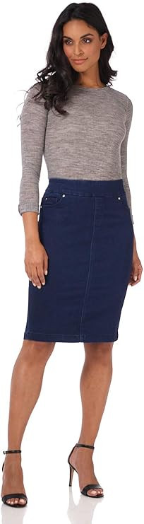 REKUCCI Women’s Ease into Comfort Pull-On Stretch Denim Skirt – Soft Jean Fabric, Flattering ... | Amazon (US)