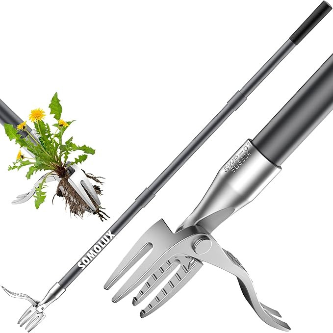 SOMOLUX 52'' Weed Puller Tool Stand-up Weeder with Metal Long Handle/Stainless Steel Claw, Garden... | Amazon (US)