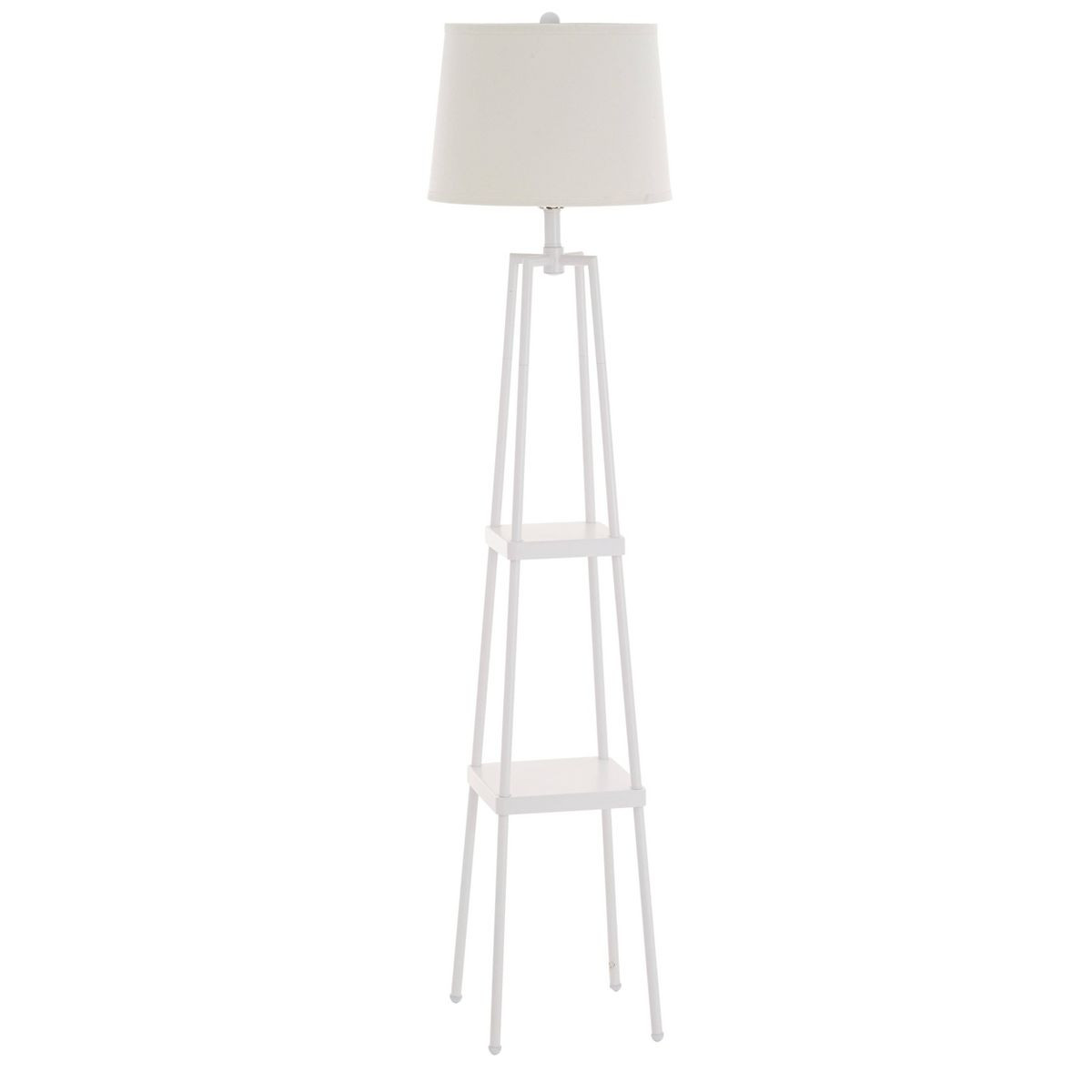 58" Etagere Floor Lamp with Shelves with Linen Shade White - Cresswell Lighting | Target