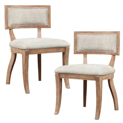 Dining Chair Pair (2) - Upholstered In Elegant Fashion, Solid Wood Frame, Curved Legs, Assembly Required 2 Chairs With Material, | Wayfair North America