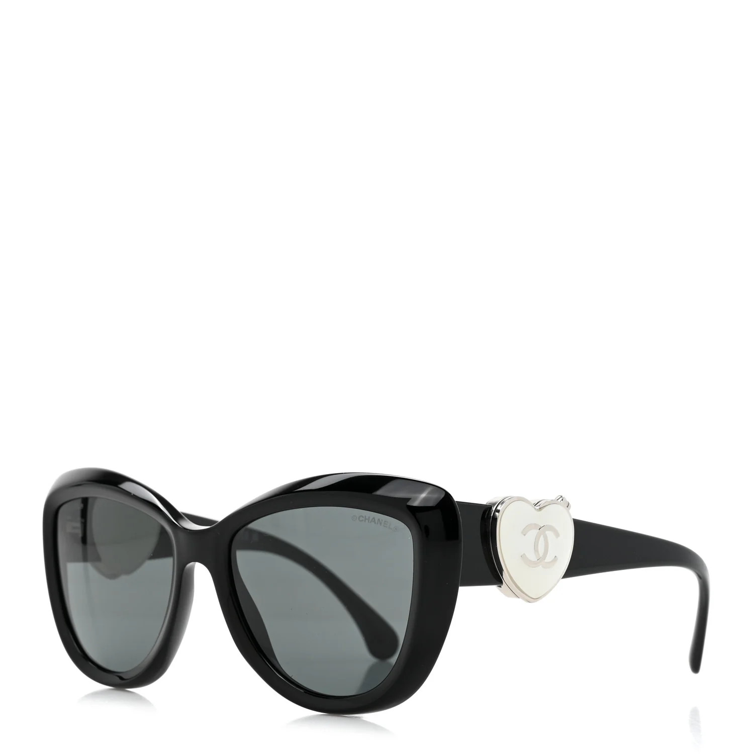 Acetate Enamel Heart Butterfly Sunglasses 5517 Black | FASHIONPHILE (US)