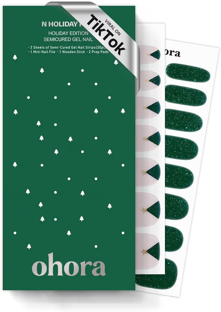 ohora Semi Cured Gel Nail Strips (N Holiday Pine) - Works with Any Lamps, Salon-Quality, Long Las... | Amazon (US)