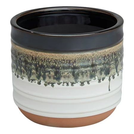 Better Homes & Gardens 6" Nikolaos Ceramic Planter, Black Reactive | Walmart Online Grocery