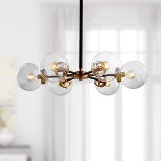 JONATHAN Y Caleb 6-Light Black and Brass Cluster Pendant Light with Clear Glass Shades-JYL9015A -... | The Home Depot