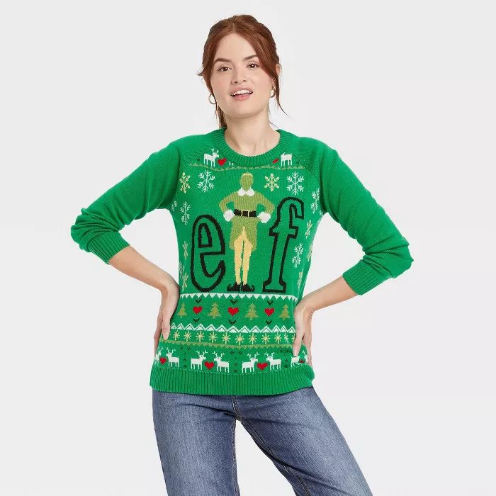 Women's Elf Graphic Pullover Sweater - Green | Target