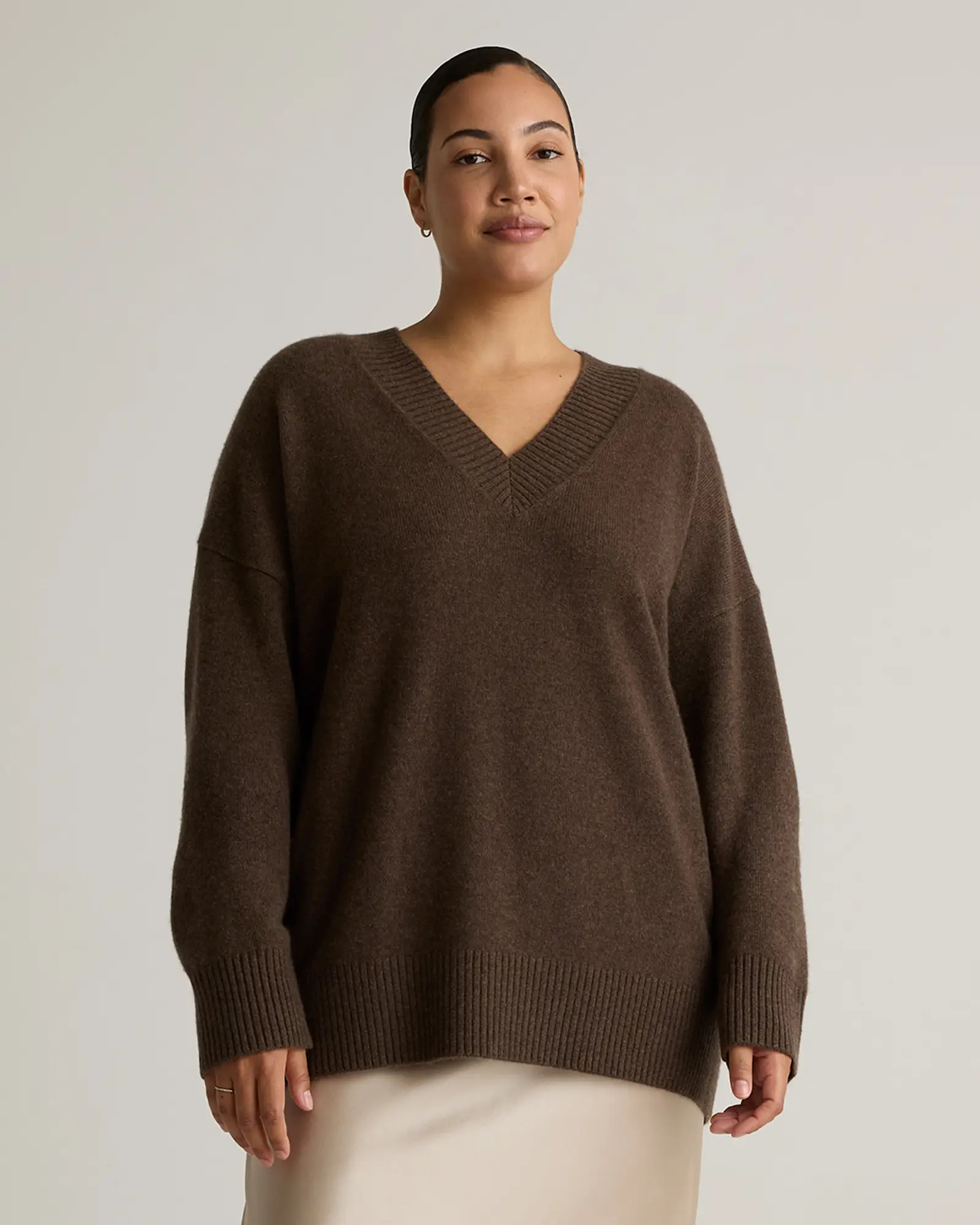 Mongolian Cashmere Oversized V-Neck Sweater | Quince