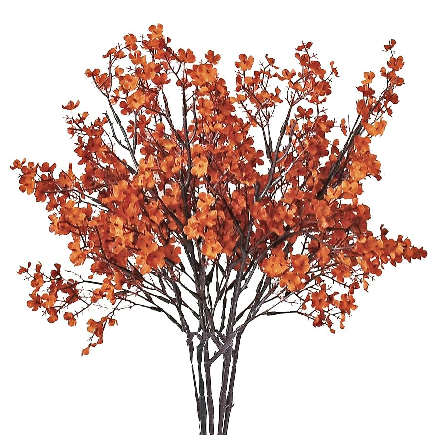 Mandy's Burnt Orange Artificial Baby’s Breath Flowers 6 Bundles Silk Gypsophila with Bendable S... | Amazon (US)