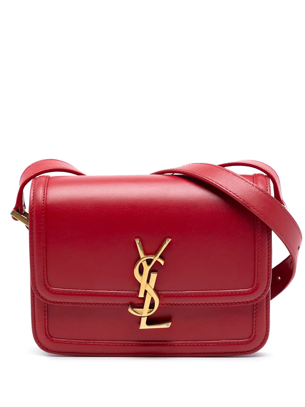 Saint Laurent Pre-Owned 2020 Small Calfskin Solferino Satchel In Box Crossbody Bag | Red | FARFET... | Farfetch Global