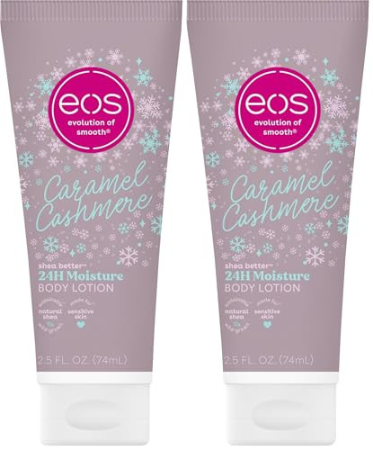 eos Shea Better Travel Size Body Lotion, Caramel Cashmere, Holiday, Limited Edition Skin Care, 24-Hour Moisture, Body Lotion for Women, travel size toiletries, Vegan, 2.5 fl oz (Pack of 2) | Amazon (US)