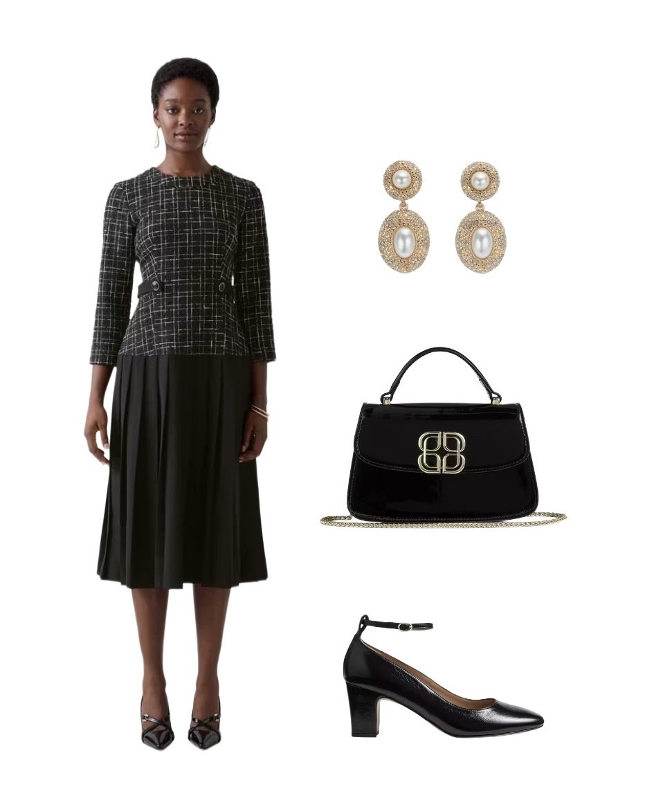 Effortlessly elegant, turn heads with LK Bennett London’s sophisticated new AW25 arrivals (enjoy a 15% discount with my promo code REBECCALIPKINAUTHOR15) including the Maxine black white tweed mixed material dress with pleated skirt, Annabelle black patent leather top handle bag, Valerie statement gold earrings and the vintage-style Lorena ankle strap black heels 🖤

I’ve also added more new shoes - kitten heels are always a winner for a night out - a clutch bag and a selection of New in earrings to the product list, plus a ‘going to the opera’ worthy umbrella! 

#LTKuk #LTKdresses #LTKeurope