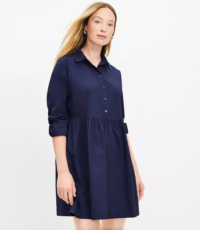 Eyelet Mini Shirtdress | LOFT