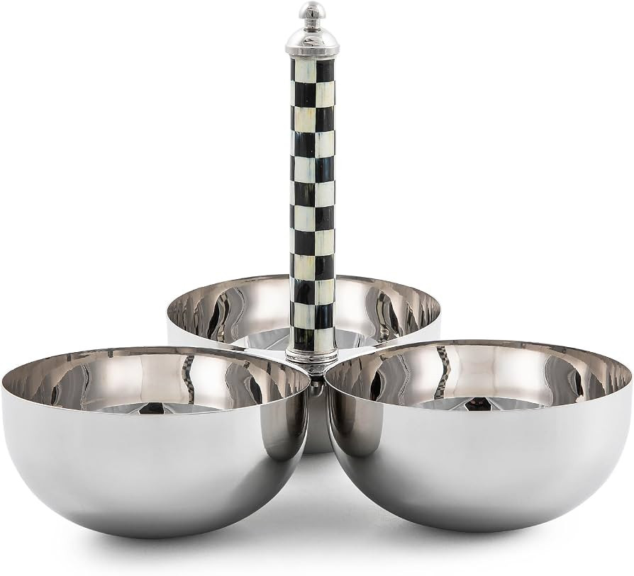 MACKENZIE-CHILDS Supper Club Trio, Stainless-Steel Serving Bowls for Condiments and Snacks, Black... | Amazon (US)
