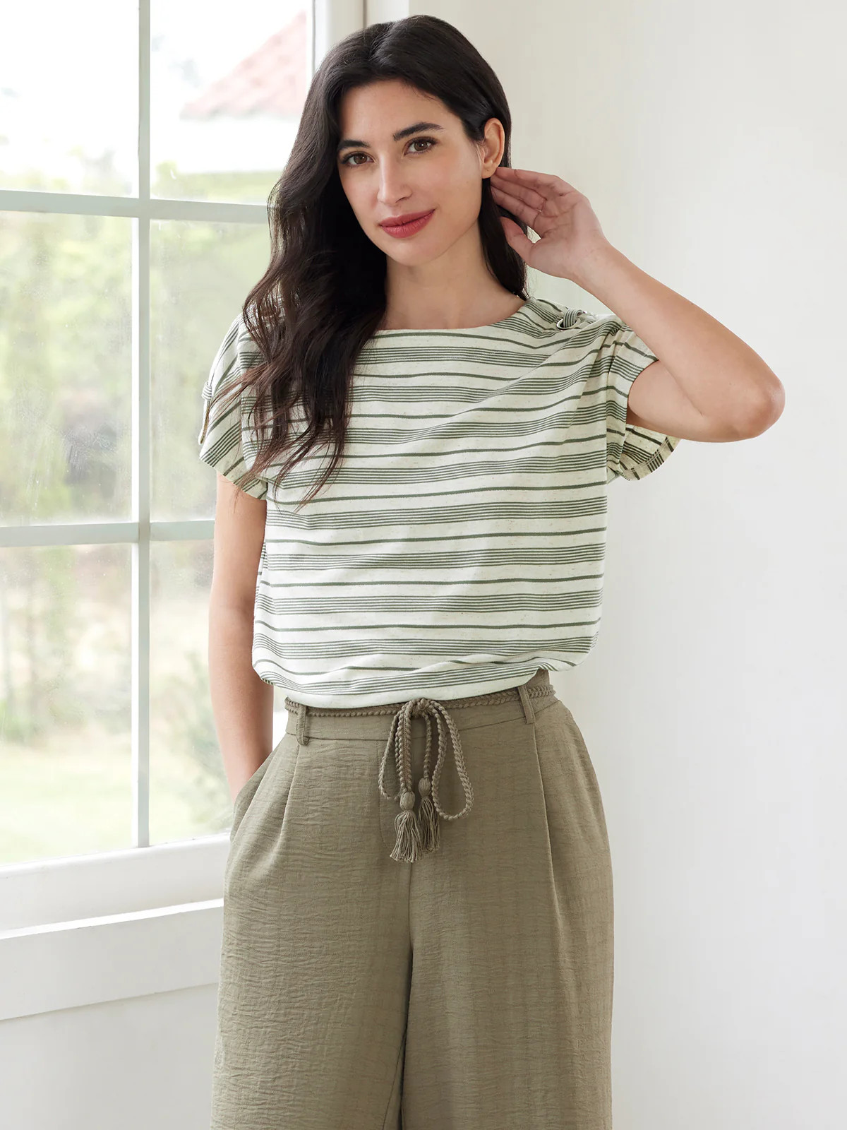 89th & Madison Stripe Grommet Shoulder Tee | 89th + Madison