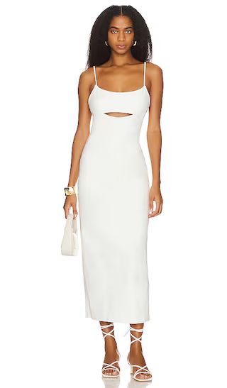 Flor Cut Out Midi Dress in White | Revolve Clothing (Global)