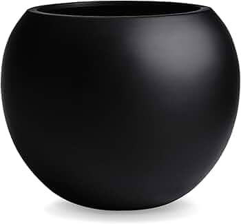 Globo 20" D x 16" H Fiberstone Large Planter, (Black), 13.5" Pot Opening, Sphere Drainage Pots, L... | Amazon (US)